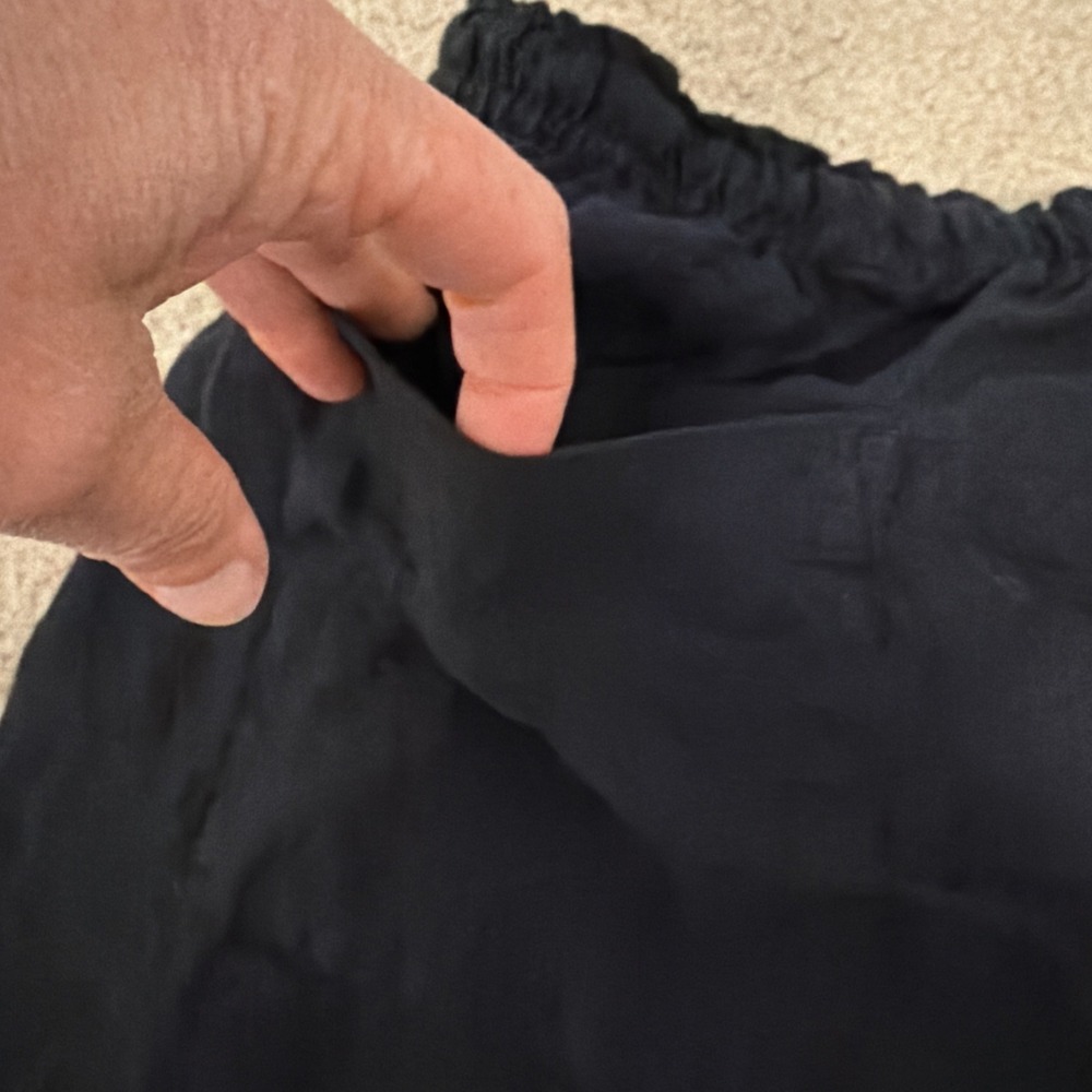 EUC J.Crew New Soleil pant in embroidered linen BLACK IVORY LARGE Pockets - Picture 8 of 9